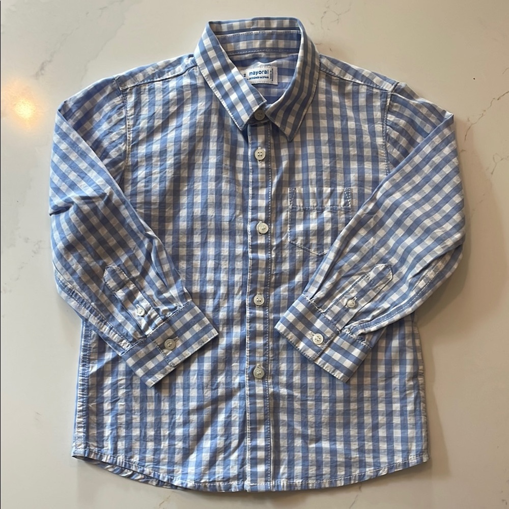 Mayoral Blue and White Button Down